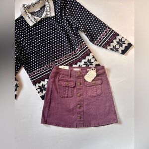 NWT ALTAR’D STATE BURGUNDY BUTTON DOWN SKIRT​